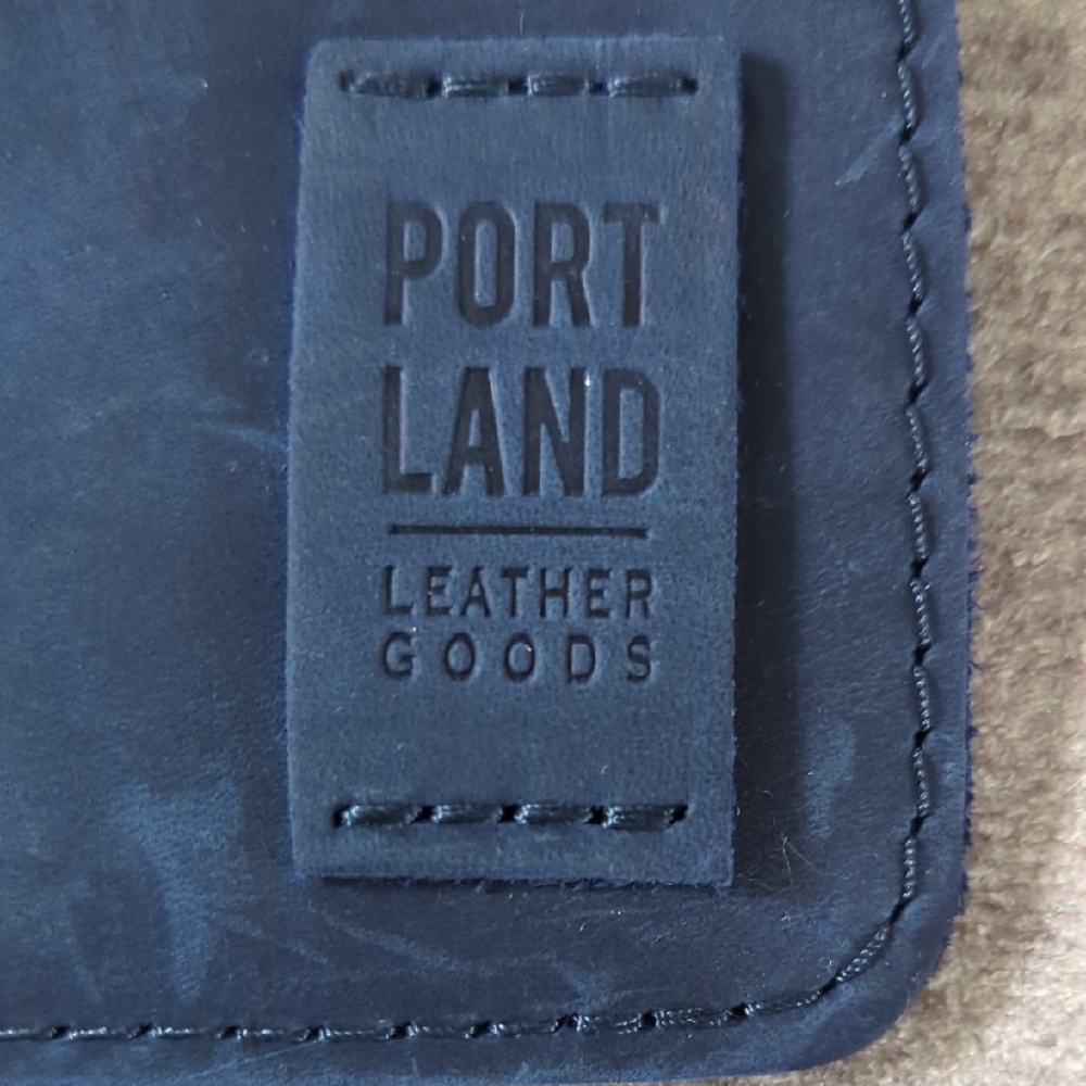 Portland Leather Navy Blue Clutch with Gold Zipper - Picture 4 of 7
